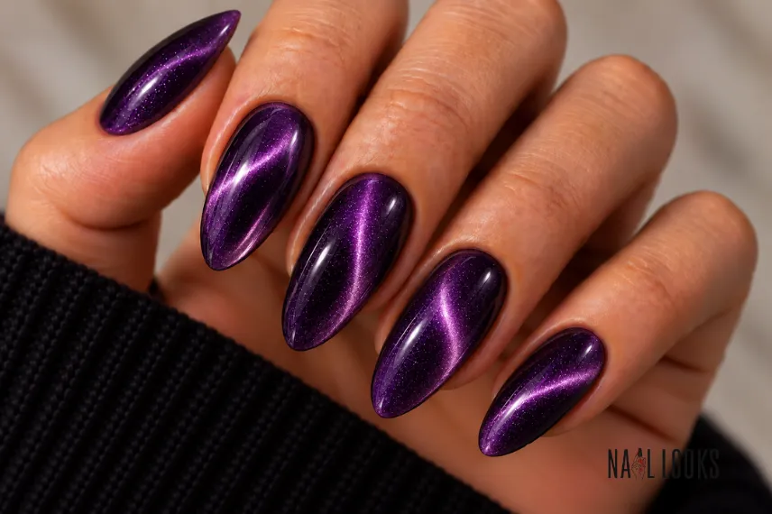 purple magnetic cat-eye nails
