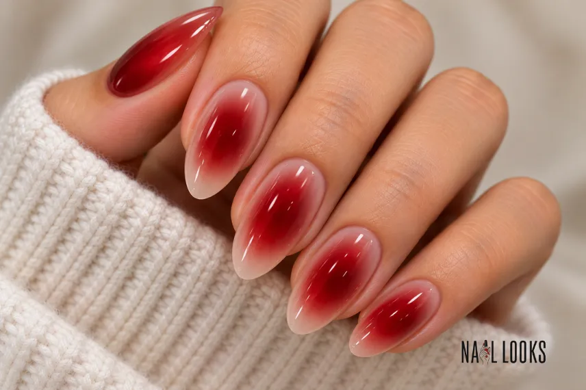 red aura nail design