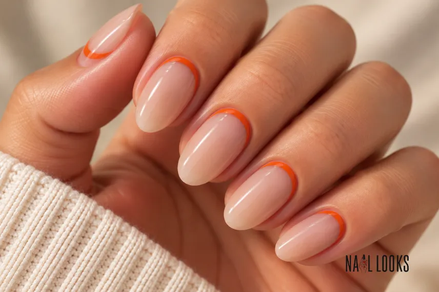 reverse orange French tip nails