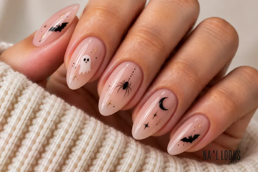sheer Halloween nail design