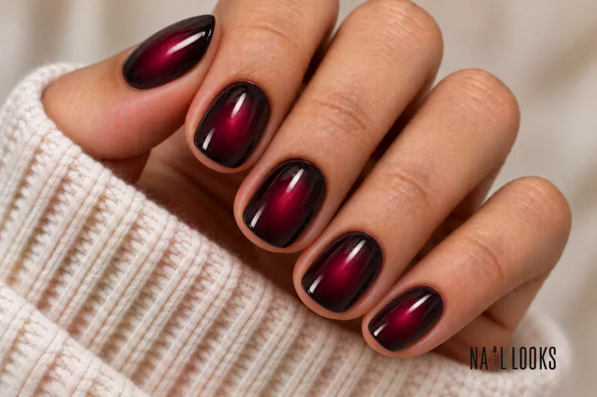 short dark aura nails