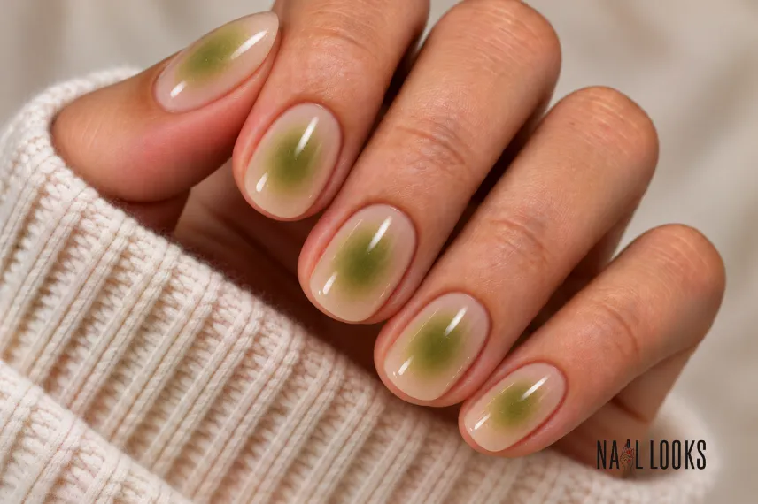 short green aura nails