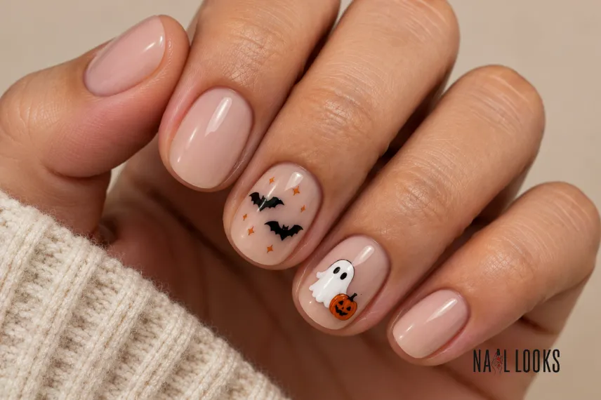 short Halloween accent nail design