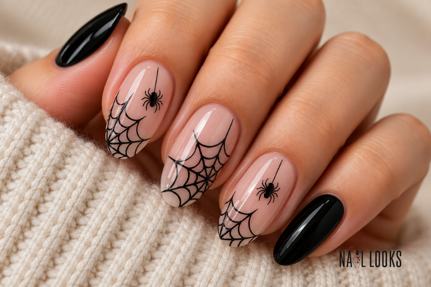 spiderweb nail art design