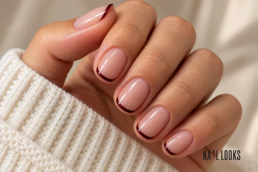 thin black cherry micro French tips