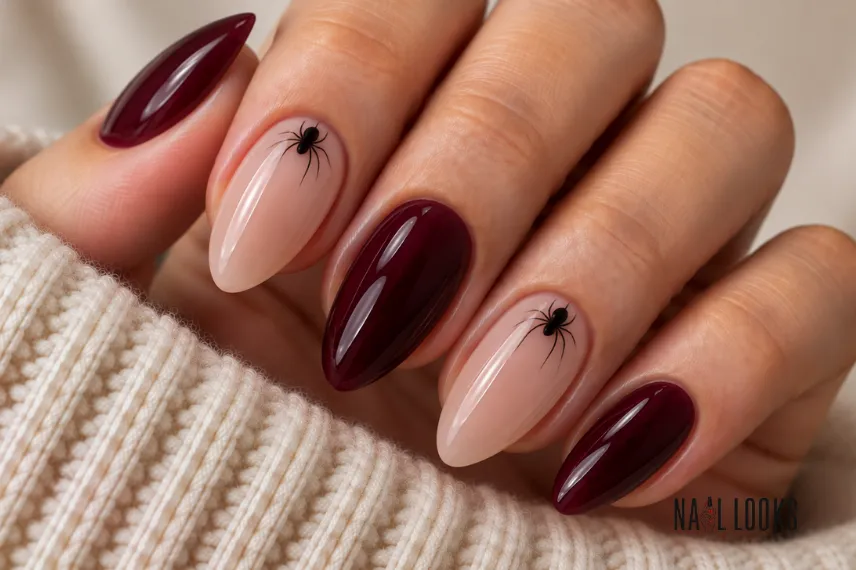 Tiny spider nail art