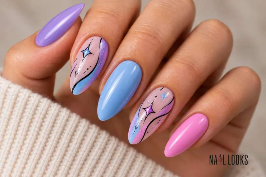 graphic accent nails inspired by Zoey